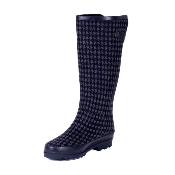 Women Black Fabric-Coated Rubber Rainboots RB-1901 - Picture 3 of 3